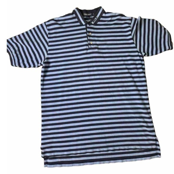Vtg Ralph Lauren Polo XL Golf Blue Stripe 100%‎ Pima Cotton RL Logo - Picture 1 of 3